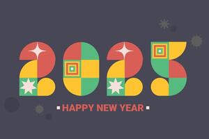 Happy New Year 2025. New Year poster or card design with geometric abstract numbers. vector