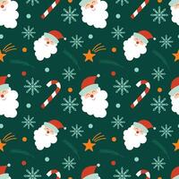 Christmas and New Year pattern with green background. vector