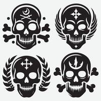 Captivating Skull Silhouettes Clip Art for Thrilling Graphic Projects vector