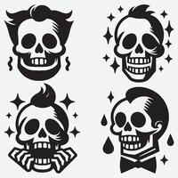 Innovative Skull Silhouettes Clip Art for Captivating Graphic Projects vector