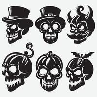 Bold Skull Silhouettes Clip Art for Powerful Visual Messaging vector