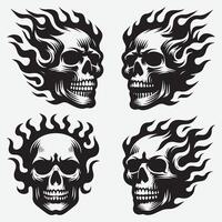 Dynamic Skull Silhouettes Clip Art for Engaging Visual Storytelling vector