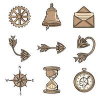 beige set of symbols in retro style vector