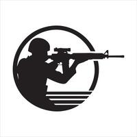 A military man in hunting mood. vector