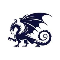 A black dragon with wings on a white background vector