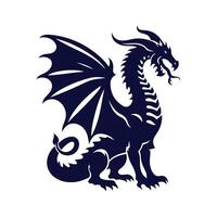 A black dragon with wings and a tail vector