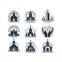 Church icons set illustration vector