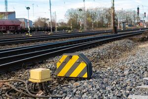 Automatic switch on railroad. photo