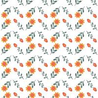 Seamless pattern with herbal and floral motifs. vector