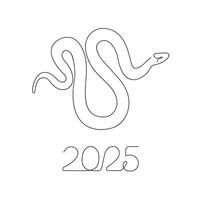 Year of snake in one continuous line. One line drawing, minimalism. vector