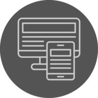 A computer and phone icon on a gray background vector