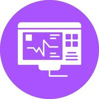 A computer monitor with a heartbeat icon on it vector