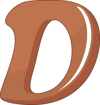 A brown letter d with a white background