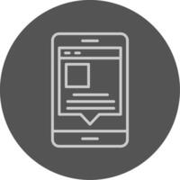 Mobile phone icon, line icon, grey circle, flat design, illustration vector