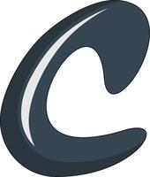 A black and white cartoon of a curved letter c vector