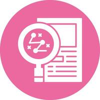 A magnifying glass icon on a pink background vector