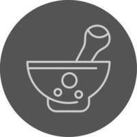 A mortar and pestle icon on a gray background vector