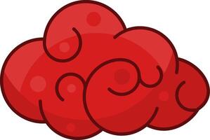 A red cloud with swirls on it vector