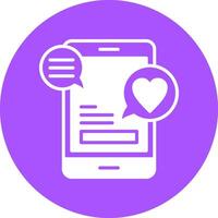 A phone with a chat bubble and a heart vector