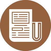 A brown circle with a paper clip and a pen vector