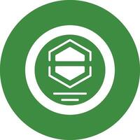 A green and white logo with a hexagon in the center vector