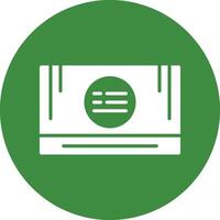 A green circle with a white box on it vector