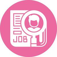 A pink circle with a magnifying glass icon vector