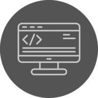 A computer monitor with a code symbol on it vector