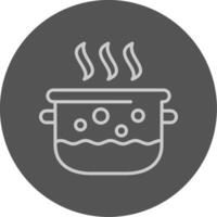 A black and white illustration of a pot with boiling water vector