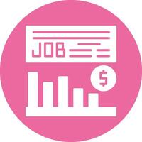 A pink circle with a job document and a dollar sign vector