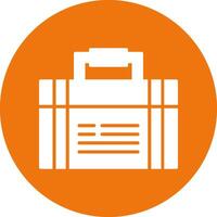 A briefcase icon on an orange circle vector