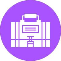 A purple circle with a suitcase icon vector