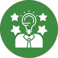 A green circle with a man's head and a light bulb vector