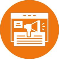 A white icon with a megaphone and a paper document vector