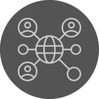 A circle with an icon of people connected to a globe vector