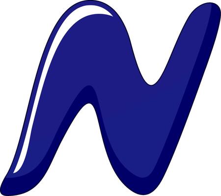 A blue letter n with a white background