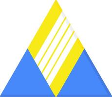 A yellow and blue triangle with a white stripe vector