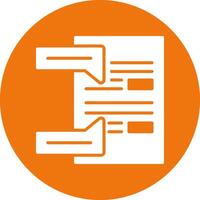 A white and orange icon with a paper document vector