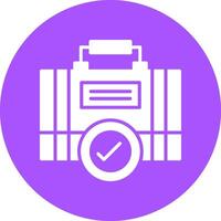 A purple circle with a suitcase icon vector