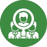 A green circle with a magnifying glass icon vector