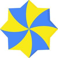 A blue and yellow umbrella with a star shape vector