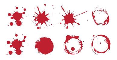 Set of red spots in ink. vector