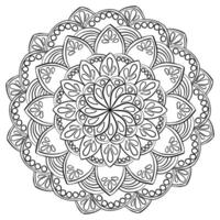 Doodle mandala with drops and circles, antistress coloring page for activity and design vector