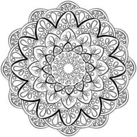 Simple mandala with drops and circles, ornate coloring page for kids activity vector