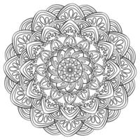 Symmetrical mandala with drops and circles, simple coloring page for creative activity vector
