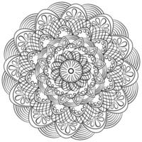 Ornate mandala with drops, circles and a grid of lines, meditative coloring page for activity and design vector