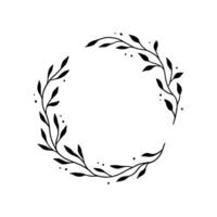 Floral circle frame, elegant wreath round border vector