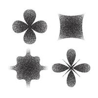 Dot work abstract minimalistic geometric elements set. Stipple black gradient shapes collection isolated on white background vector