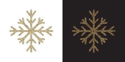 Elegant gold glitter snowflake on white and black background. vector