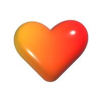 Gradient Heart Isolated 3d realistic illustration plastic shiny love symbol. vector